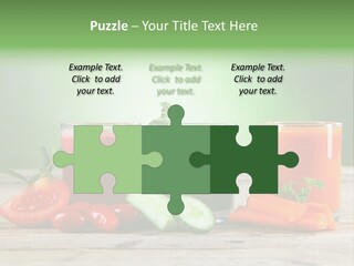 A Table Topped With Glasses Of Juice And Vegetables PowerPoint Template
