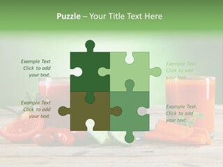 A Table Topped With Glasses Of Juice And Vegetables PowerPoint Template
