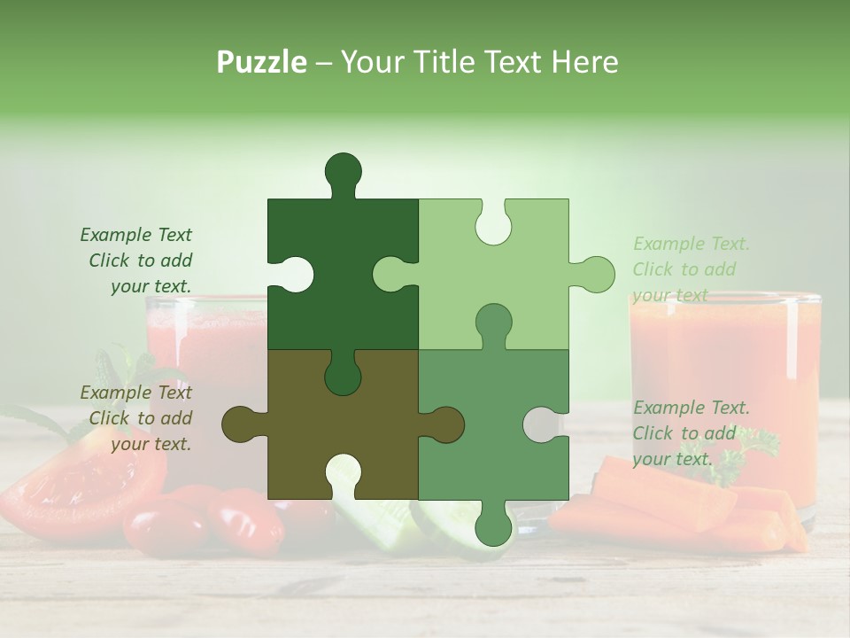 A Table Topped With Glasses Of Juice And Vegetables PowerPoint Template