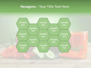 A Table Topped With Glasses Of Juice And Vegetables PowerPoint Template