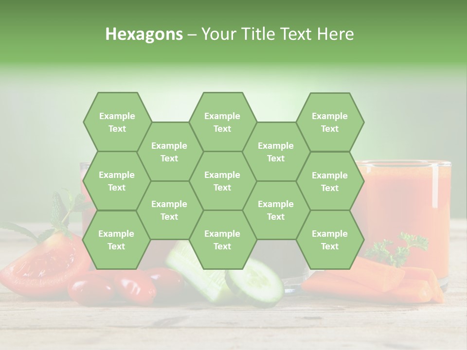 A Table Topped With Glasses Of Juice And Vegetables PowerPoint Template