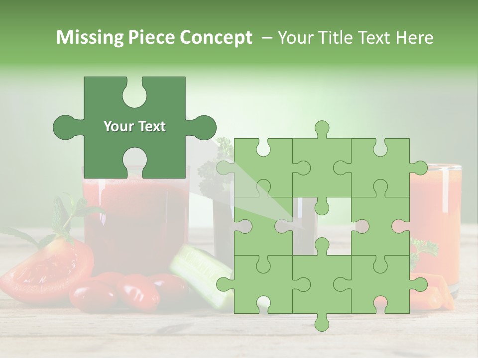 A Table Topped With Glasses Of Juice And Vegetables PowerPoint Template