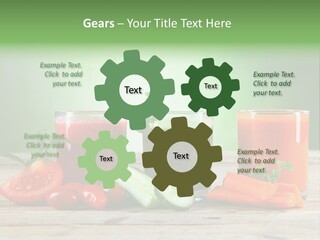 A Table Topped With Glasses Of Juice And Vegetables PowerPoint Template