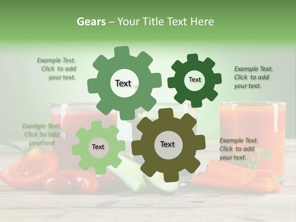 A Table Topped With Glasses Of Juice And Vegetables PowerPoint Template