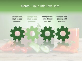 A Table Topped With Glasses Of Juice And Vegetables PowerPoint Template