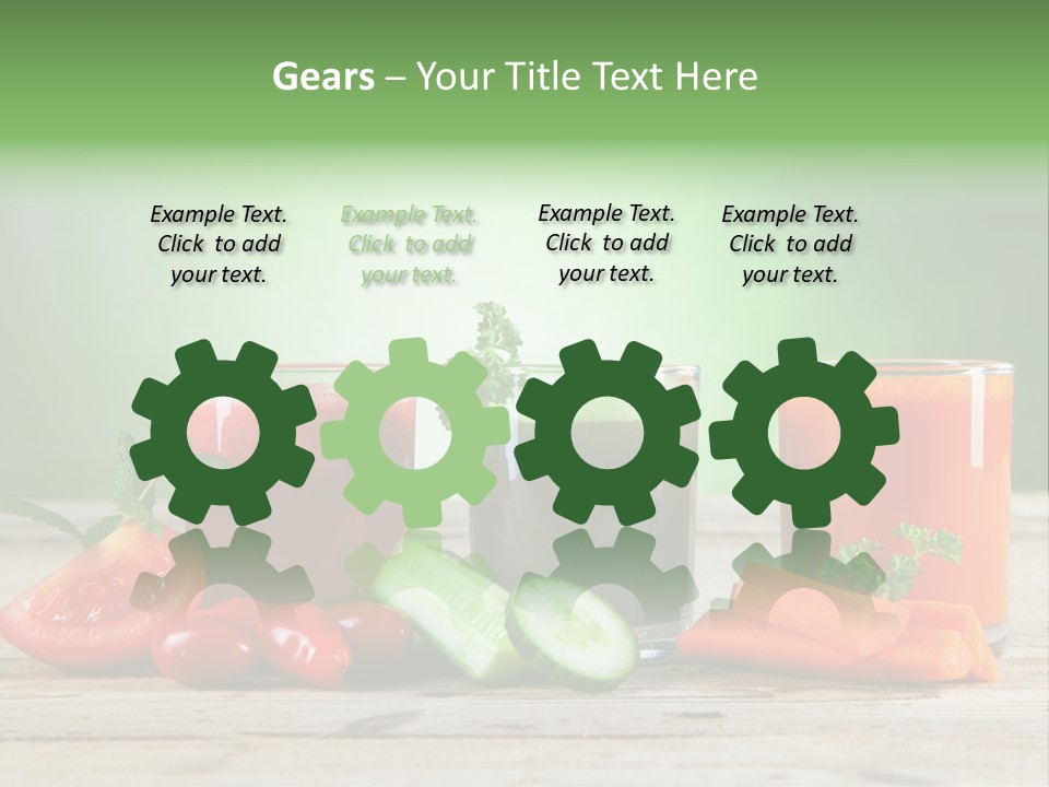 A Table Topped With Glasses Of Juice And Vegetables PowerPoint Template
