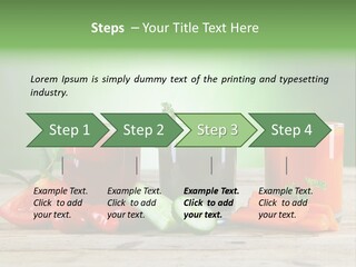 A Table Topped With Glasses Of Juice And Vegetables PowerPoint Template