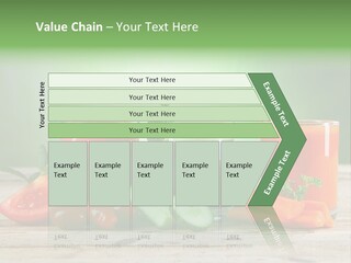 A Table Topped With Glasses Of Juice And Vegetables PowerPoint Template