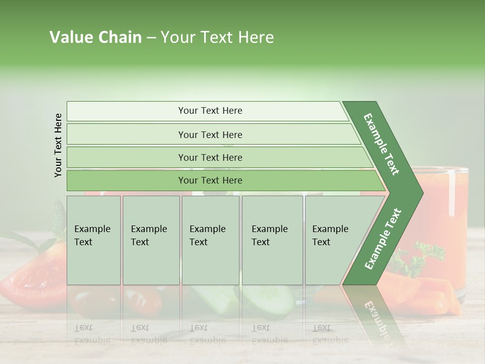 A Table Topped With Glasses Of Juice And Vegetables PowerPoint Template