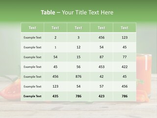A Table Topped With Glasses Of Juice And Vegetables PowerPoint Template