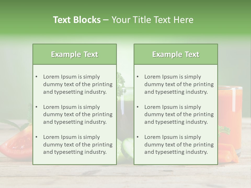 A Table Topped With Glasses Of Juice And Vegetables PowerPoint Template