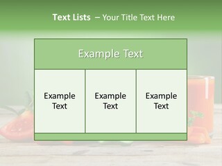 A Table Topped With Glasses Of Juice And Vegetables PowerPoint Template