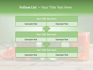 A Table Topped With Glasses Of Juice And Vegetables PowerPoint Template