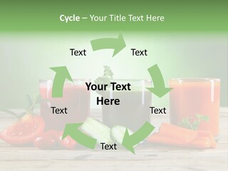 A Table Topped With Glasses Of Juice And Vegetables PowerPoint Template