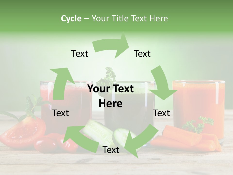 A Table Topped With Glasses Of Juice And Vegetables PowerPoint Template