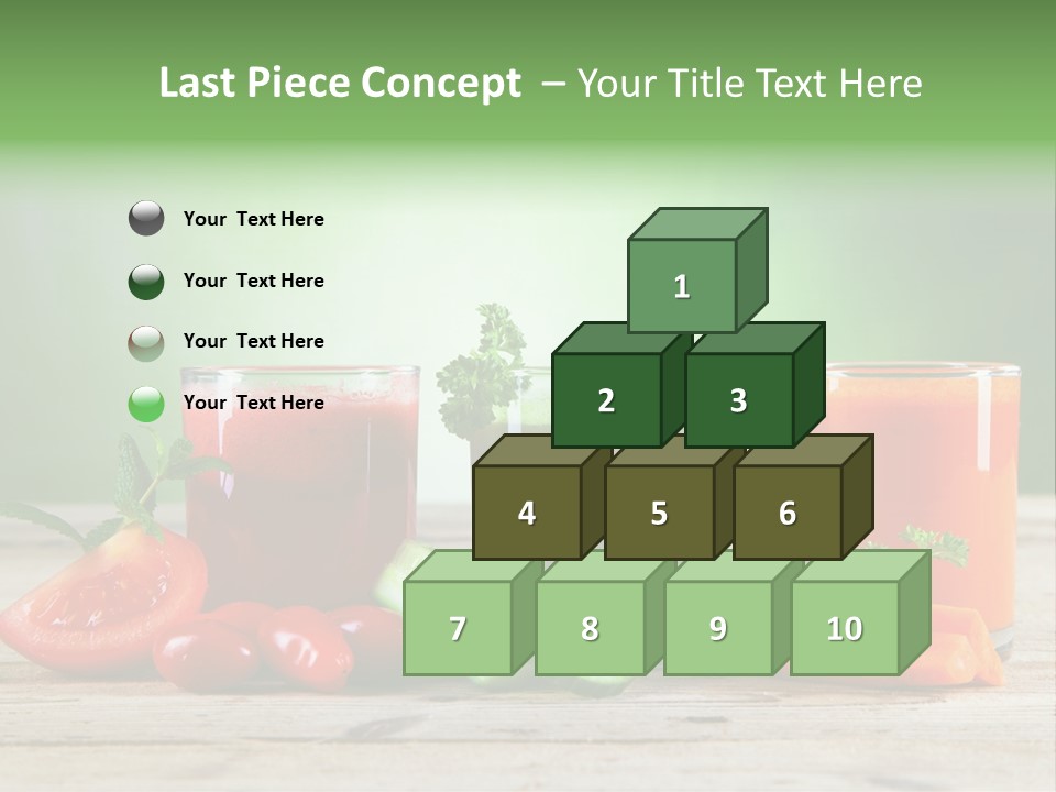 A Table Topped With Glasses Of Juice And Vegetables PowerPoint Template