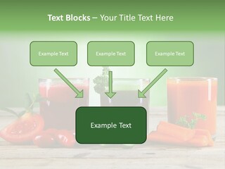 A Table Topped With Glasses Of Juice And Vegetables PowerPoint Template