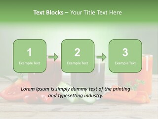 A Table Topped With Glasses Of Juice And Vegetables PowerPoint Template