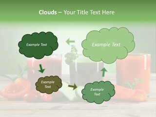 A Table Topped With Glasses Of Juice And Vegetables PowerPoint Template
