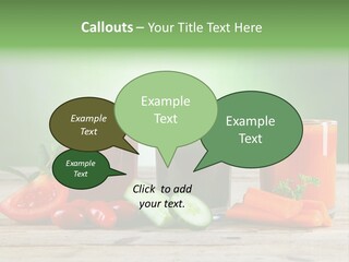 A Table Topped With Glasses Of Juice And Vegetables PowerPoint Template