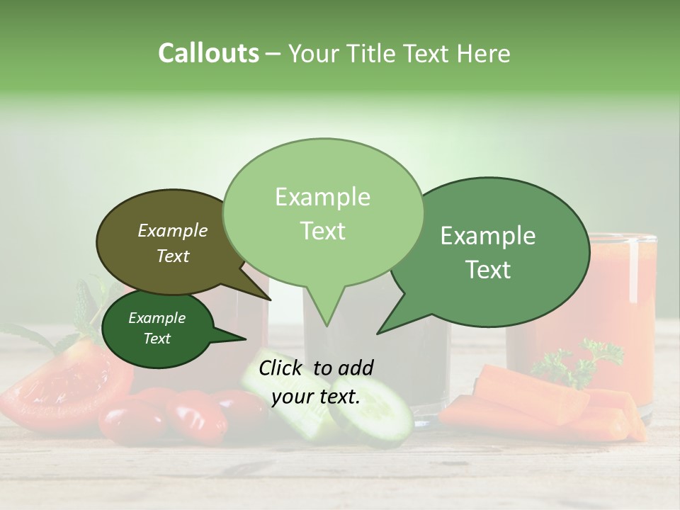 A Table Topped With Glasses Of Juice And Vegetables PowerPoint Template