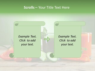 A Table Topped With Glasses Of Juice And Vegetables PowerPoint Template