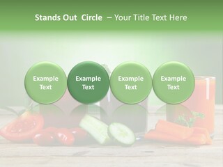 A Table Topped With Glasses Of Juice And Vegetables PowerPoint Template