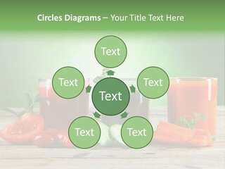 A Table Topped With Glasses Of Juice And Vegetables PowerPoint Template