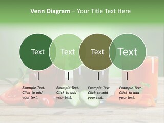 A Table Topped With Glasses Of Juice And Vegetables PowerPoint Template