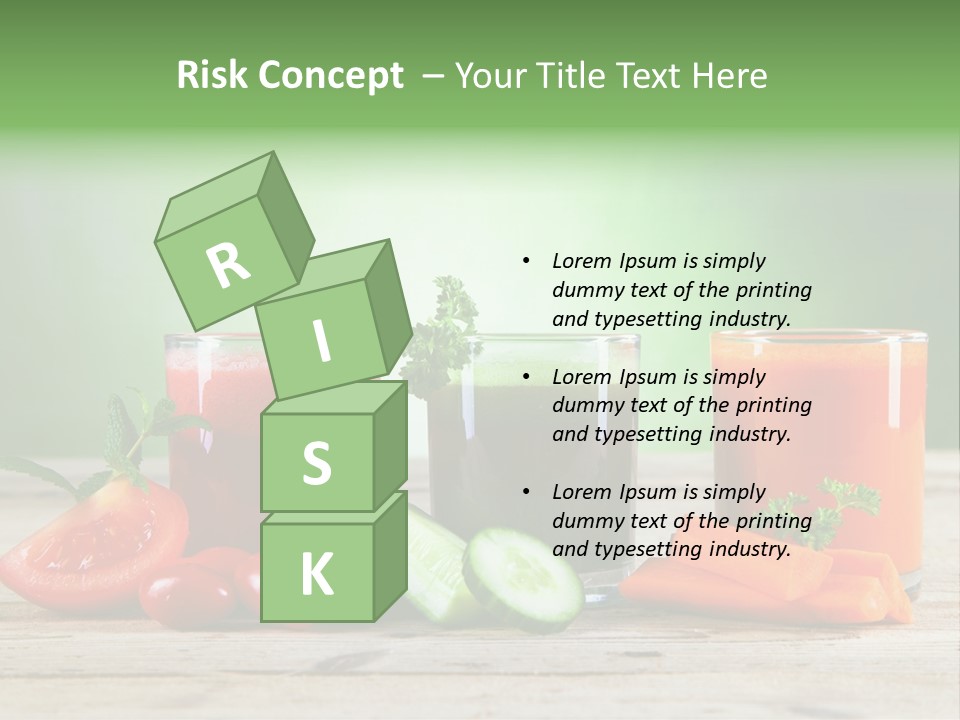 A Table Topped With Glasses Of Juice And Vegetables PowerPoint Template