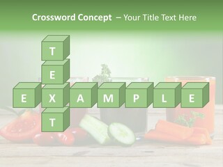 A Table Topped With Glasses Of Juice And Vegetables PowerPoint Template