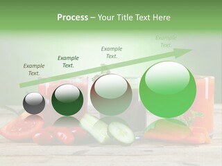 A Table Topped With Glasses Of Juice And Vegetables PowerPoint Template