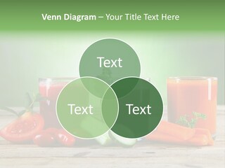 A Table Topped With Glasses Of Juice And Vegetables PowerPoint Template
