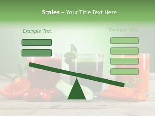 A Table Topped With Glasses Of Juice And Vegetables PowerPoint Template