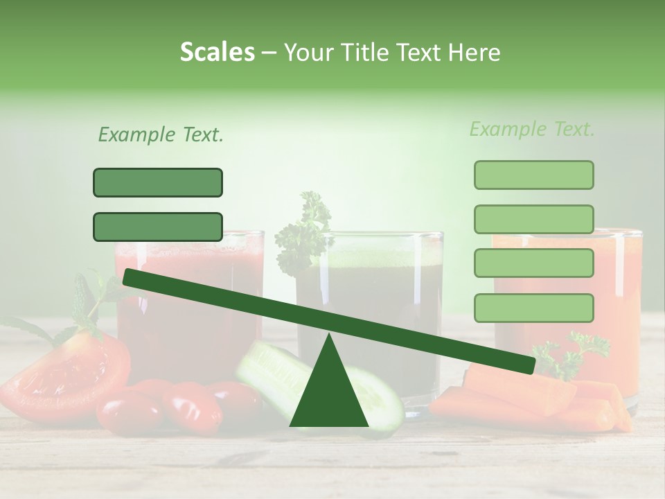A Table Topped With Glasses Of Juice And Vegetables PowerPoint Template