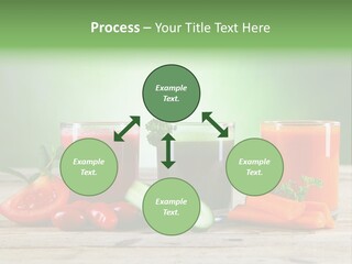 A Table Topped With Glasses Of Juice And Vegetables PowerPoint Template