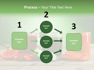 A Table Topped With Glasses Of Juice And Vegetables PowerPoint Template