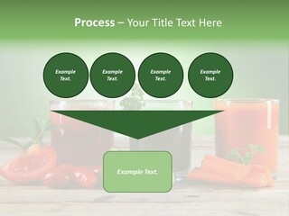 A Table Topped With Glasses Of Juice And Vegetables PowerPoint Template