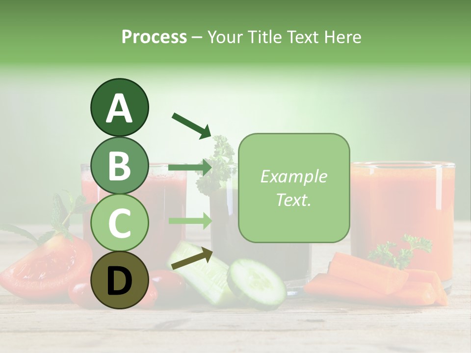 A Table Topped With Glasses Of Juice And Vegetables PowerPoint Template