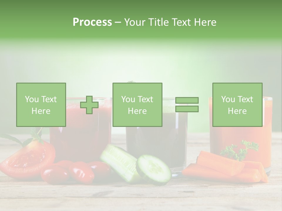 A Table Topped With Glasses Of Juice And Vegetables PowerPoint Template