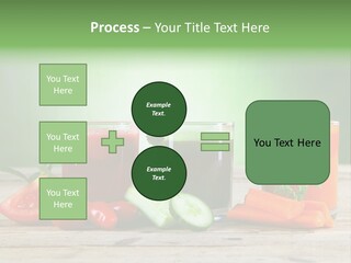 A Table Topped With Glasses Of Juice And Vegetables PowerPoint Template