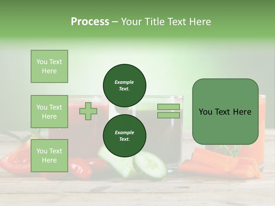A Table Topped With Glasses Of Juice And Vegetables PowerPoint Template