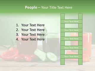 A Table Topped With Glasses Of Juice And Vegetables PowerPoint Template