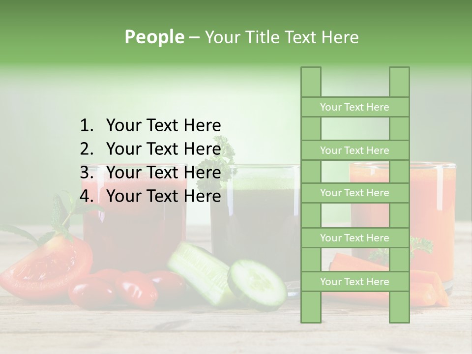 A Table Topped With Glasses Of Juice And Vegetables PowerPoint Template