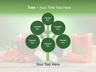 A Table Topped With Glasses Of Juice And Vegetables PowerPoint Template