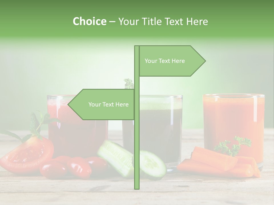 A Table Topped With Glasses Of Juice And Vegetables PowerPoint Template