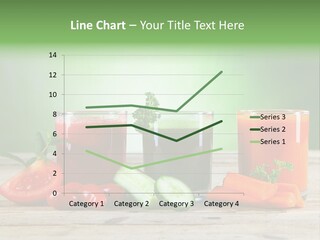 A Table Topped With Glasses Of Juice And Vegetables PowerPoint Template