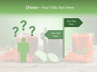 A Table Topped With Glasses Of Juice And Vegetables PowerPoint Template