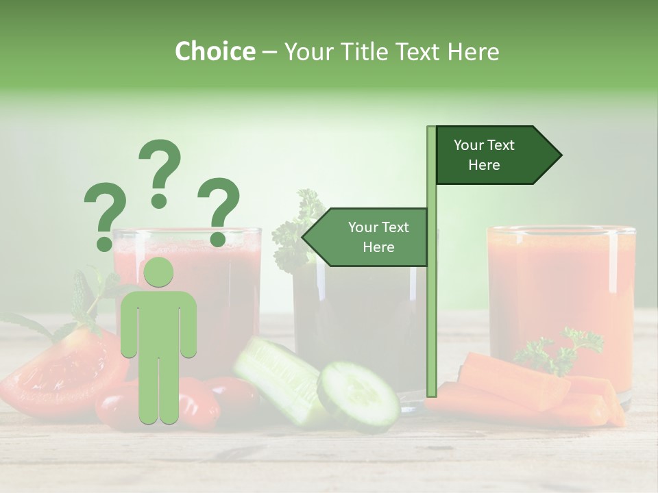 A Table Topped With Glasses Of Juice And Vegetables PowerPoint Template