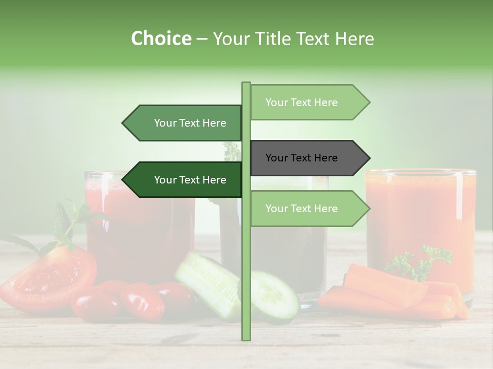 A Table Topped With Glasses Of Juice And Vegetables PowerPoint Template